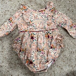 Ruffle Butts Pink Floral Ruffle One-Piece